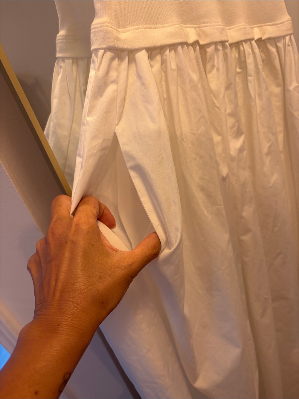 Joie White Short-Sleeve Gathered Waist Maxi Dress with pockets - Picture 4 of 7